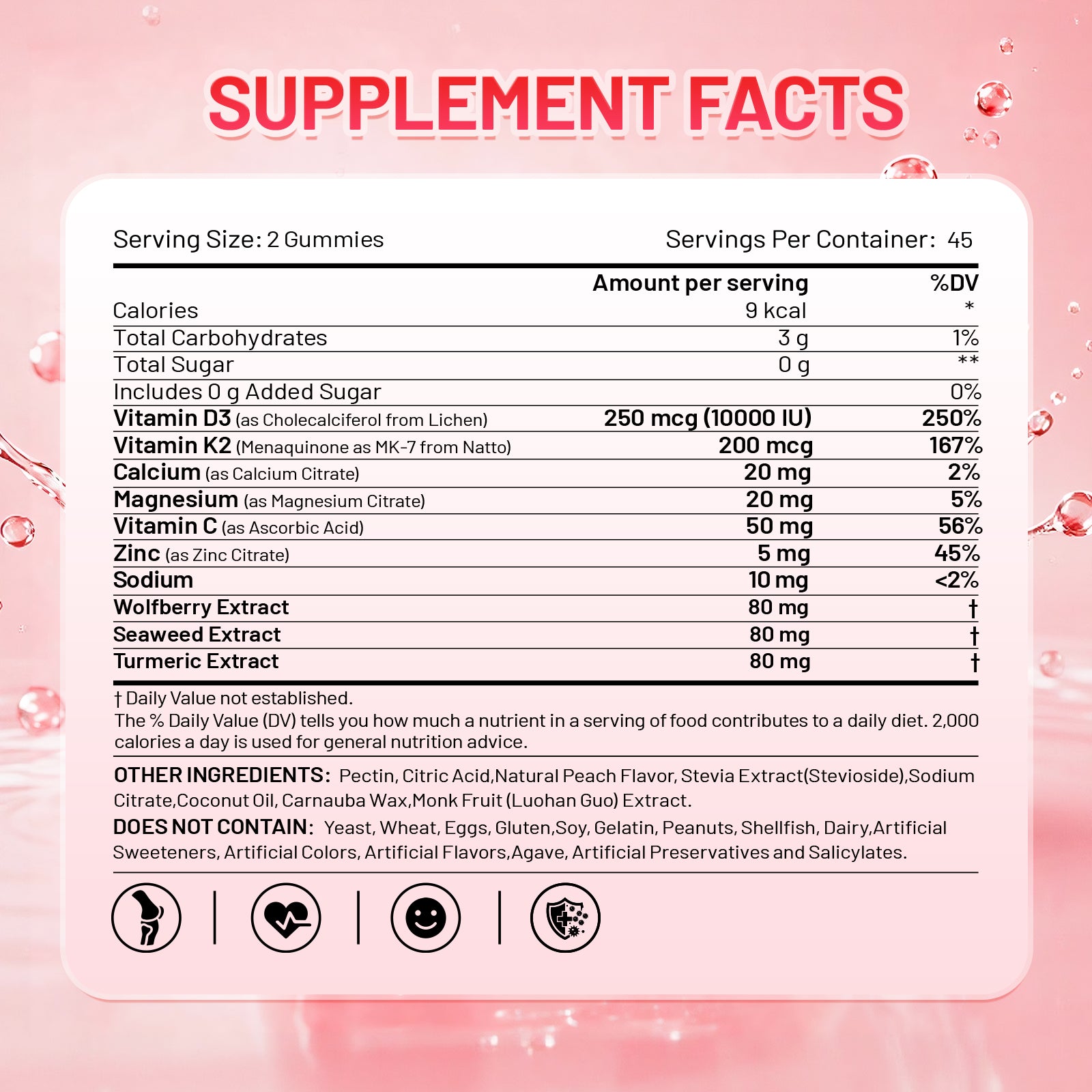 JME Vitamin D3 K2 Gummies 10000 IU &200 mcg,Calcium +Magnesium,Non-Gelatin, Extra Strength D3K2 (MK-7) Supplement ,Calcium Citrate, Magnesium, Vitamin C & Zinc for Bone, Teeth & Muscle,Non-GMO
