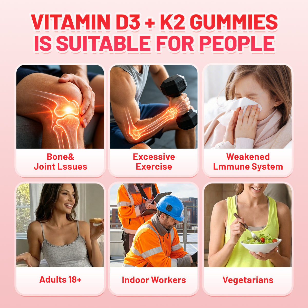 JME Vitamin D3 K2 Gummies 10000 IU &200 mcg,Calcium +Magnesium,Non-Gelatin, Extra Strength D3K2 (MK-7) Supplement ,Calcium Citrate, Magnesium, Vitamin C & Zinc for Bone, Teeth & Muscle,Non-GMO