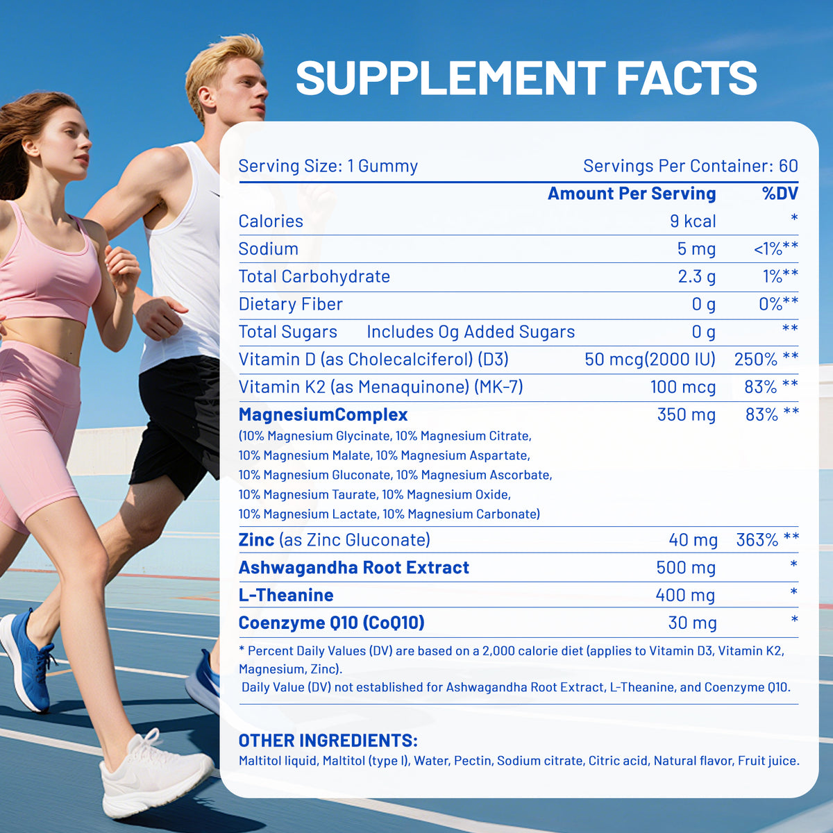 JMe 90 Counts 16-in-1 Magnesium Citrate Glycinate Supplement Complex Gummies For Women Adults -  with Ashwagandha, L-Theanine, Vitamin D3 K2 & Zinc - No Added Sugar Vegan Magnesium for Sleep Support