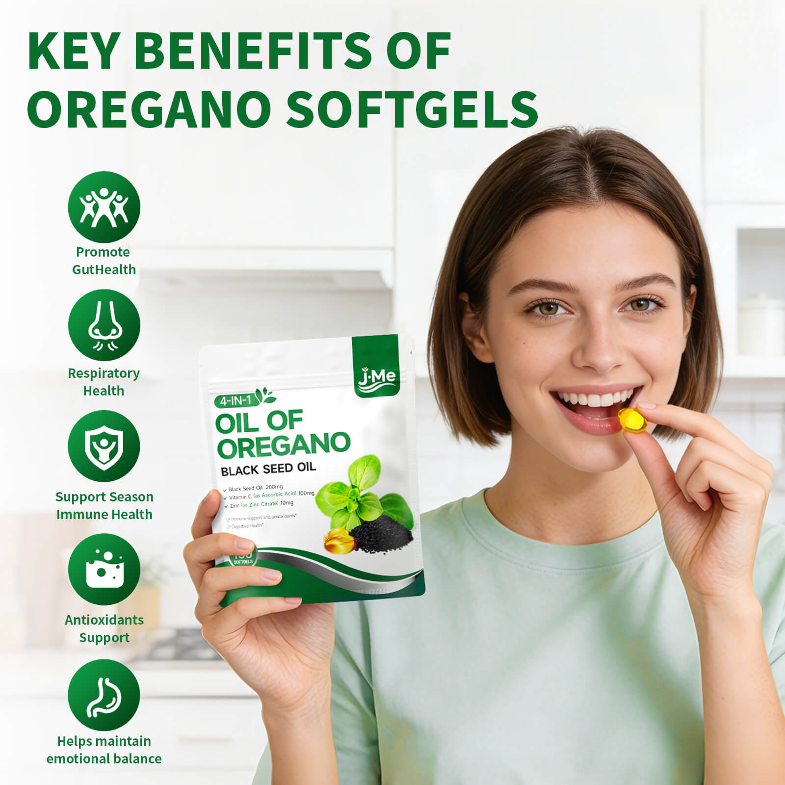 Oil of Oregano with Black Seed Oil, 4-in-1 Oregano Oil Capsules Organic with Vitamin C & Zinc, Non-GMO, Carvacrol & Thymoquinone Rich, 300 Softgels, 2 Packs